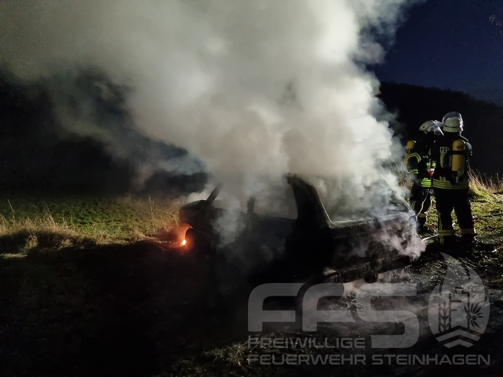 PKW Brand Freiwillige Feuerwehr Steinhagen